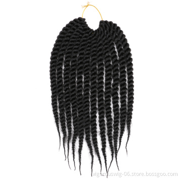 Kinky Curly Crochet Extension Passion Hand Made Short Black Pre Stretched Twist Hair Synthetic Braiding Wig